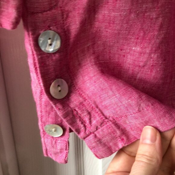Tahari Soft Pink Linen Boxy Cut Blouse size M - Picture 3 of 6